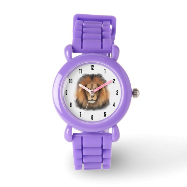 Löwenwasserfarbe Leo Königssafari-Urwaldkatze Armbanduhr (Vorderseite)