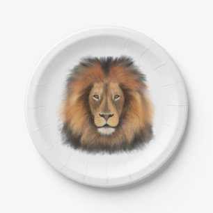 Löwenwasserfarbe Leo Königssafari-Urwaldkatze Pappteller