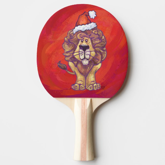 Löwenweihnacht auf Rot Tischtennis Schläger (Vorderseite)