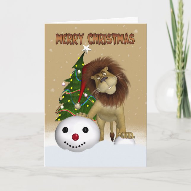 Löwenweihnachtskarte - Frohe Weihnachtslion Feiertagskarte (Vorderseite)