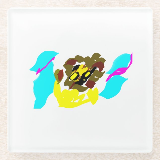 Löwenwellenkunst Glasuntersetzer (Vorderseite)