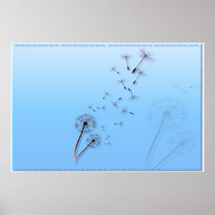 Löwenzahn auf Baby-Blau-Plakaten Poster