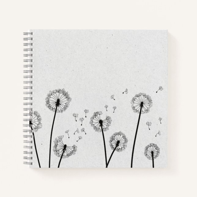 Löwenzahn Blumen Pappus Sporen Grau Notizbuch (Vorderseite)