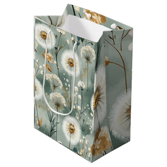 Löwenzahn-Design-Serie #3 Mittlere Geschenktüte (Vorderseite Schrägansicht)