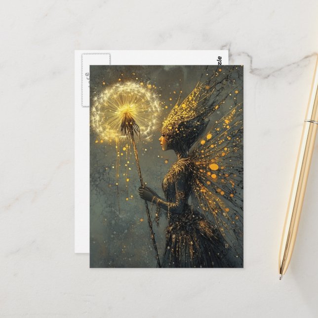 Löwenzahn Feen Fantasie Postkarte (Vorderseite/Rückseite Beispiel)
