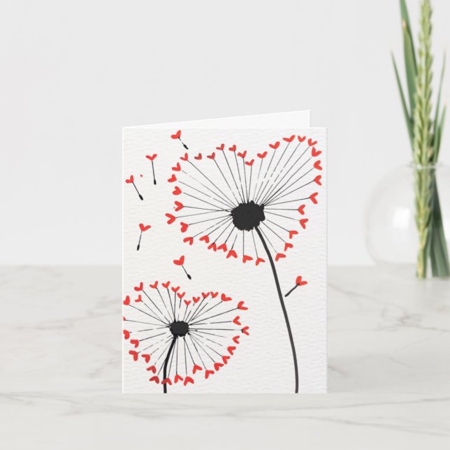Löwenzahn-Herz-Valentinstagskarte Dankeskarte (Vorderseite)