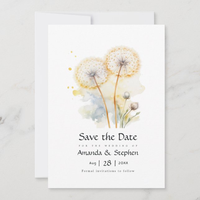 Löwenzahn-Hochzeit Save The Date (Vorderseite)