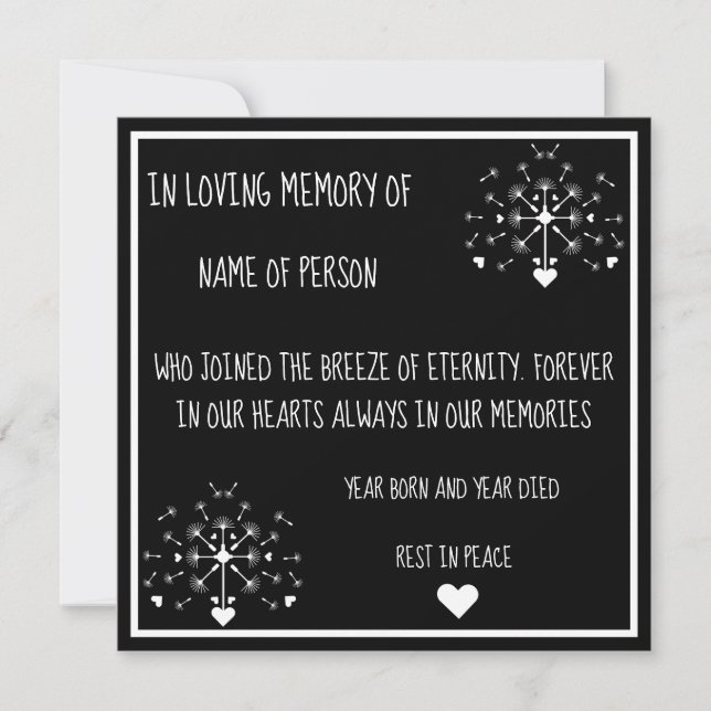 Löwenzahn im Wind in liebender Erinnerung an die K (Vorderseite)