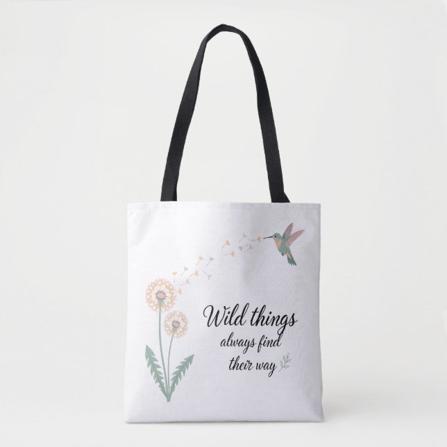 Löwenzahn Kolibri Inspirationsdesign Tasche (Vorderseite)