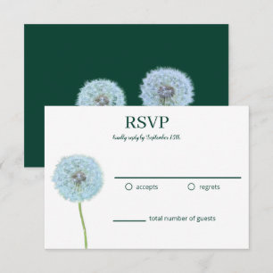 Löwenzahn, Löwenzahnuhren Grün, Weiß RSVP Karte