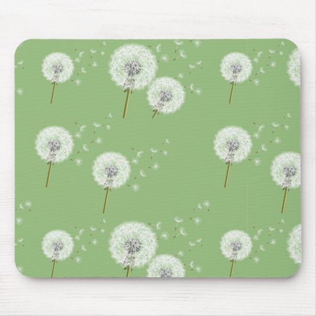 Löwenzahn-Muster auf grünem Hintergrund Mousepad (Vorne)