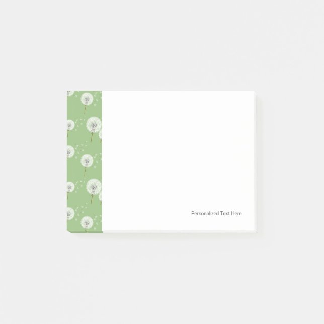 Löwenzahn-Muster auf grünem Hintergrund Post-it Klebezettel (Vorderseite)
