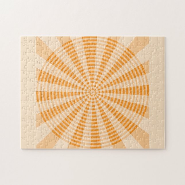 Löwenzahn, Oranges Spiral, Boho-Abstrakte Kunst (Horizontal)