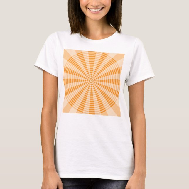 Löwenzahn, Oranges Spiral, Boho-Abstrakte Kunst T-Shirt (Vorderseite)