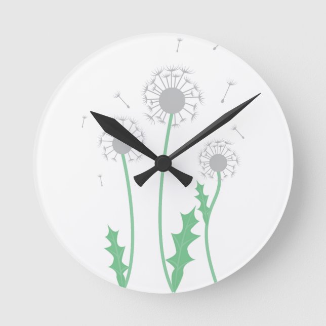 Löwenzahn Runde Wanduhr (Vorderseite)