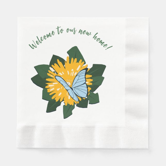 Löwenzahn Schmetterling Willkommen zu Hause Serviette (Vorderseite)