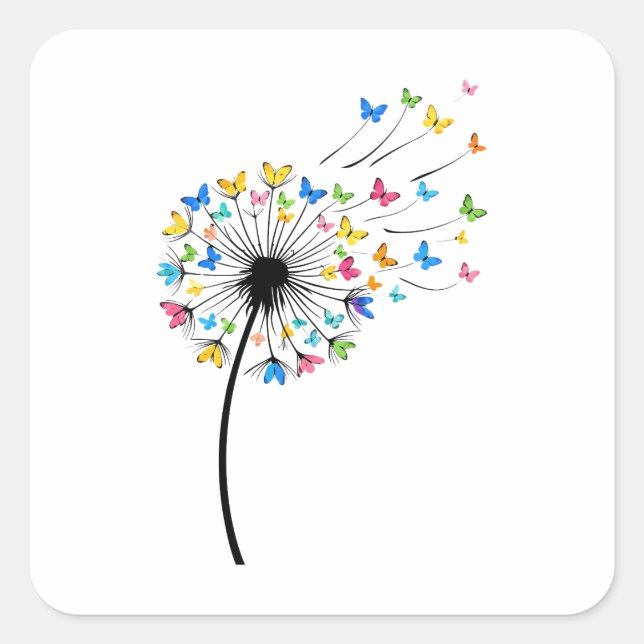 Löwenzahn Schmetterlingsblüte Quadratischer Aufkleber (Vorderseite)