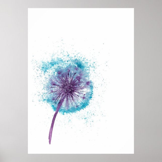 Löwenzahn Wasserfarben Dekor Poster (Vorne)