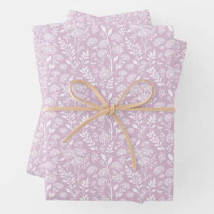 Löwenzahn-Wiese Neutral - Warmes Lila Geschenkpapier Set