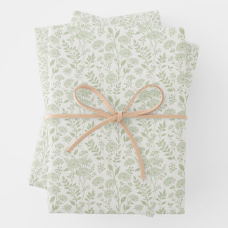 Löwenzahn-Wiese Sanftes Oliven - Neutral Geschenkpapier Set