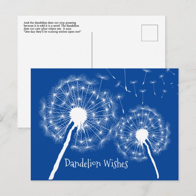 Löwenzahn-Wünsche Design Postkarte (Vorne/Hinten)
