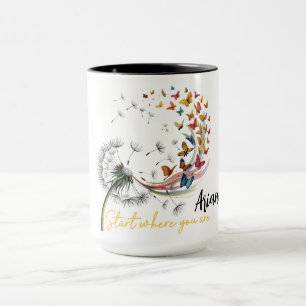 Löwenzahn zu Schmetterlingsdesign  Tasse