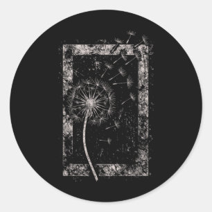 Löwenzahnblume Grunge Alt Alternative Goth Gothi Runder Aufkleber