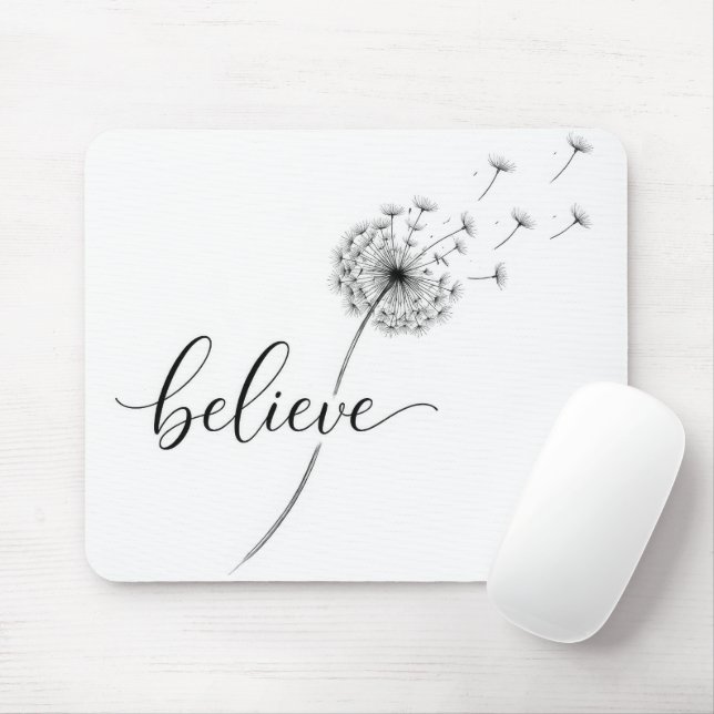 Löwenzahnkeimlinge mit dem Text 'Glaube' Mousepad (Mit Mouse)