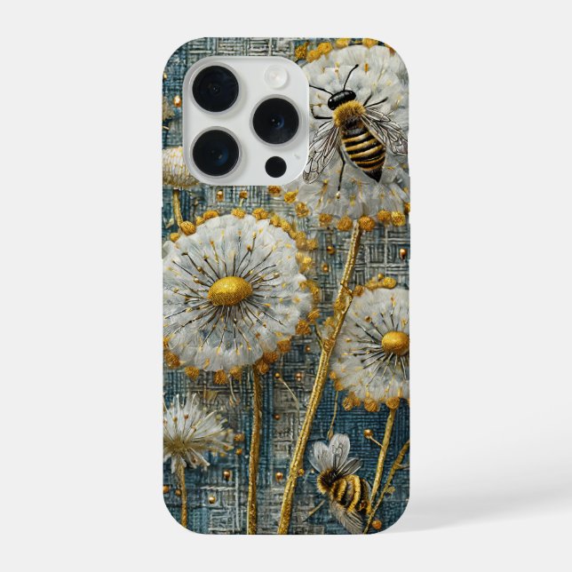 Löwenzahnwald der fleißigen Bienen iPhone 15 Pro Hülle (Rückseite)