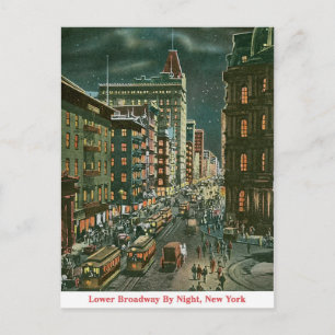 Lower Broadway bei Nacht Postkarte
