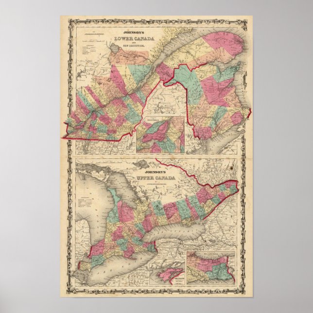 Lower Canada and New Brunswick Upper Canada Poster (Vorne)