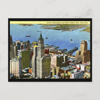 Lower Manhattan, New York City Vintag Postkarte
