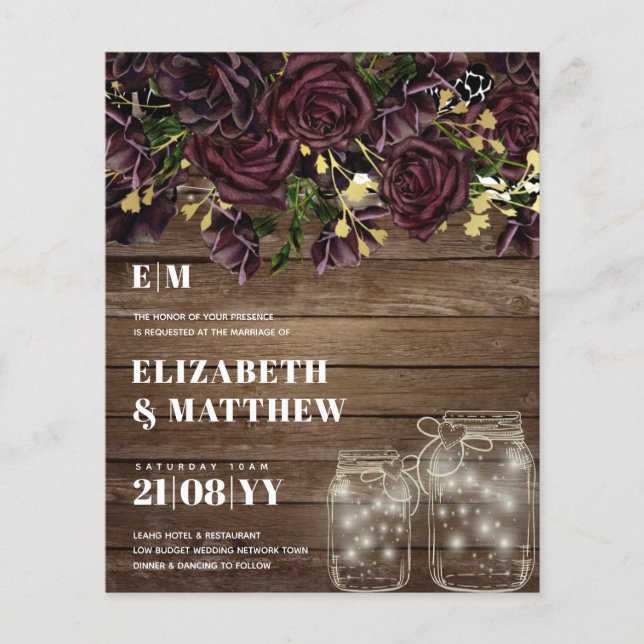 Lowest Budget Wedding FLYERS Dark Plum Marsala Flyer (Vorne)
