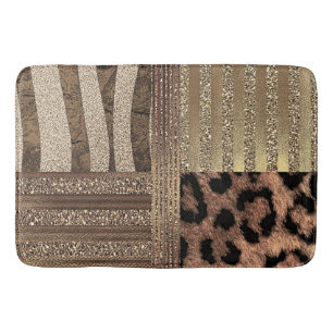 Löwin Safari Chic Dschungel Gold Modern Glanz Badematte