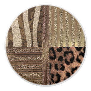 Löwin Safari Chic Dschungel Gold Modern Glanz Keramikknauf