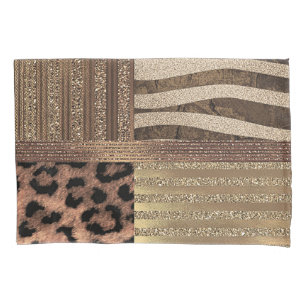 Löwin Safari Chic Dschungel Gold Moderne Funkeln Kissenbezug