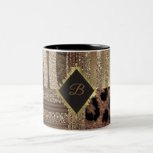 Löwin Safari Chic Dschungel Gold Moderner Glanz Zweifarbige Tasse