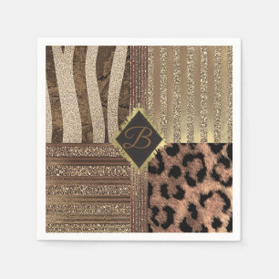 Löwin Safari Dschungel Glamour Modern Gold Glanz Serviette