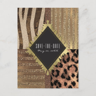 Löwin Safari Dschungel Glamour Modern Hochzeitsein Ankündigungspostkarte