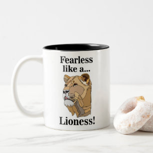 Löwin Tier Furchtlos Zweifarbige Tasse