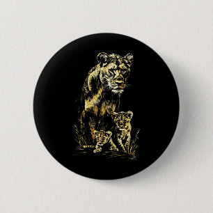 Löwinnen-Jungtiere Jagdteam Löwe Wildlife Skizze Button