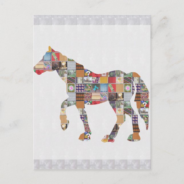 LOWprice GrandSIZE Card HORSE Collage Art NVN482 Postkarte (Vorderseite)