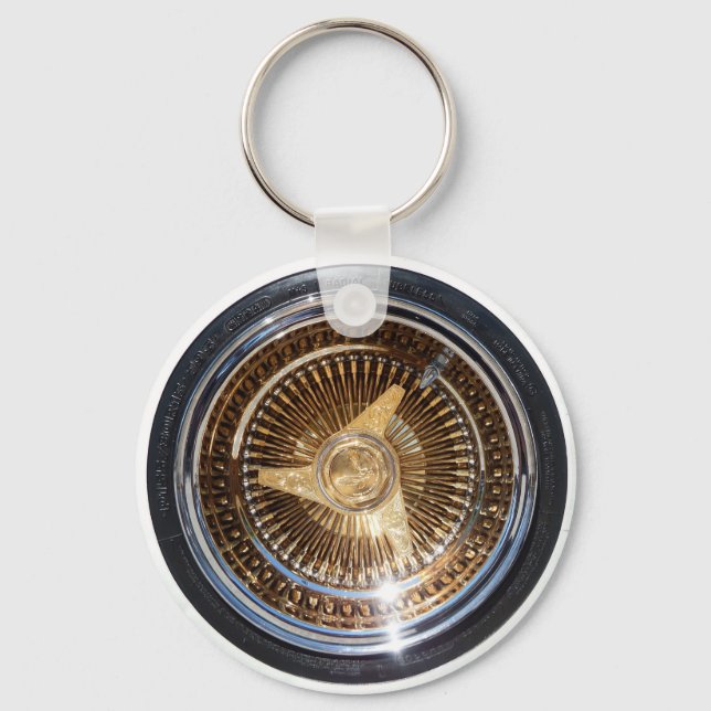 Lowrider Gold Wire Wheel Schlüsselanhänger (Vorderseite)