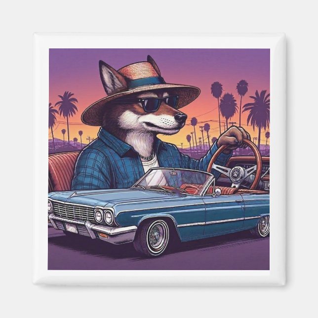 Lowrider Wolfy Magnet (Vorne)