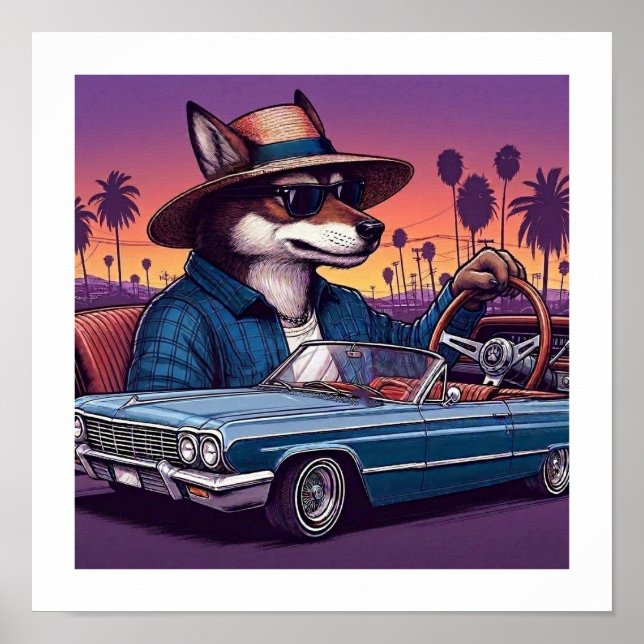 Lowrider Wolfy Poster (Vorne)