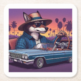 Lowrider Wolfy Rechteckiger Pappuntersetzer