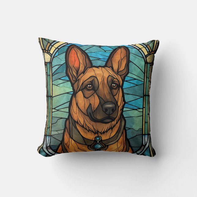 Loyal German Shepard gestaltetes Glaswirbelkissen Kissen (Vorderseite)