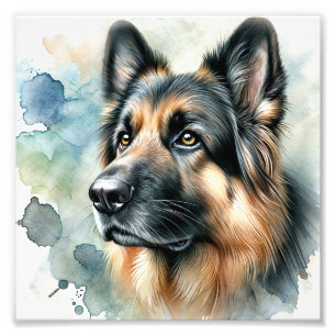 Loyal German Shepherd Watercolor Fotodruck