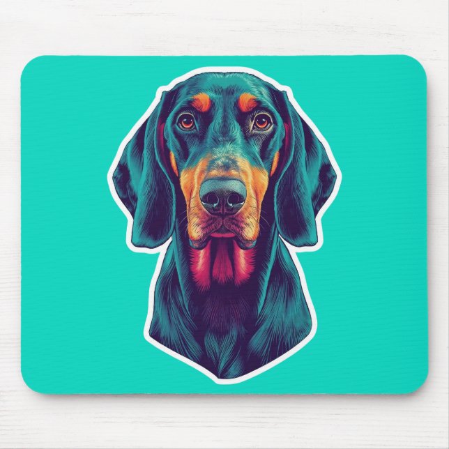 Loyal Glow - Lebhafter Bluetick Coonhound Pop Art Mousepad (Vorne)