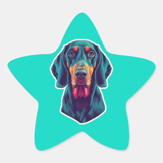 Loyal Glow - Lebhafter Bluetick Coonhound Pop Art Stern-Aufkleber (Vorderseite)